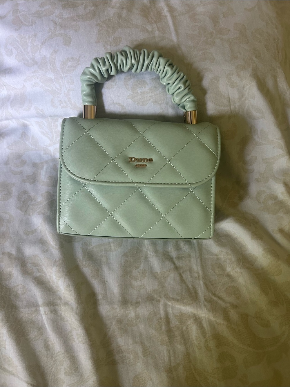 Dune London Mint Quilted Mini Top-Handle Bag